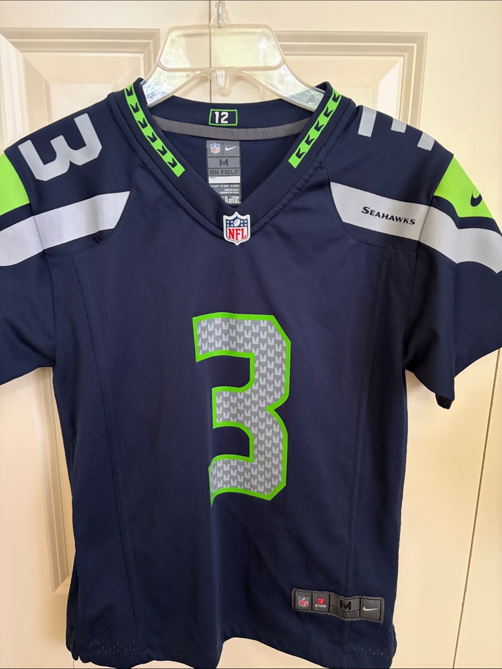 Nike Youth Navy & Neon Green Seattle Seahawks #3 Wilson Football Jersey